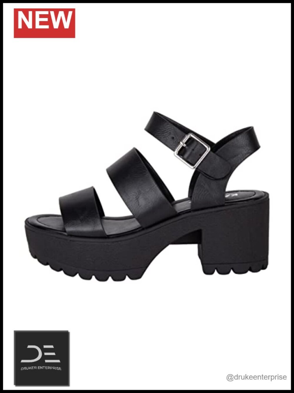 Women's Lug Sole Block Heel Ankle Strap Sandals Open Toe Platform